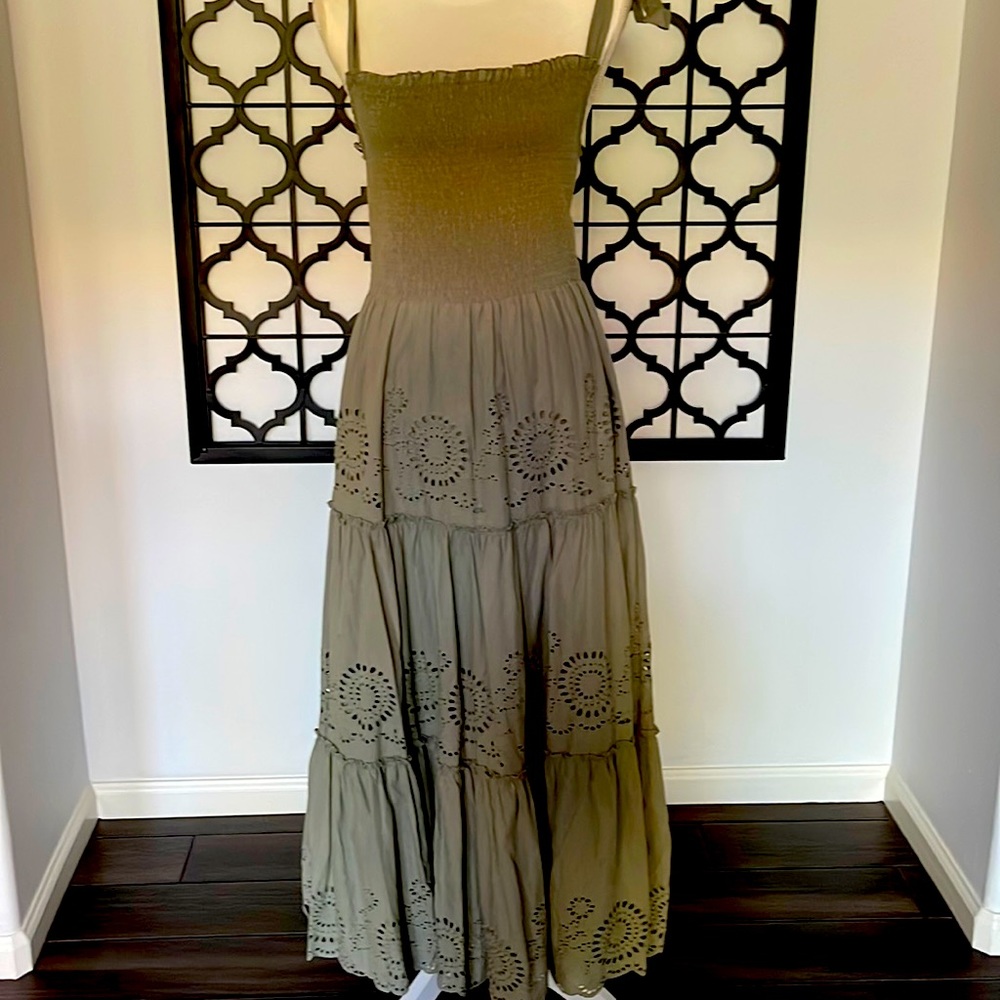 Zara open work embroidered dress